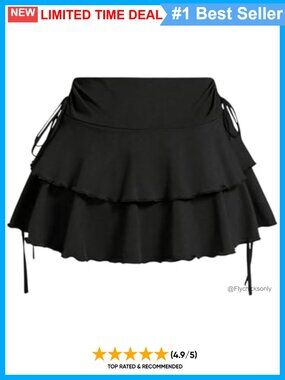 Plus Size High Waisted A-Line Ruffle Skorts Mini Skirt